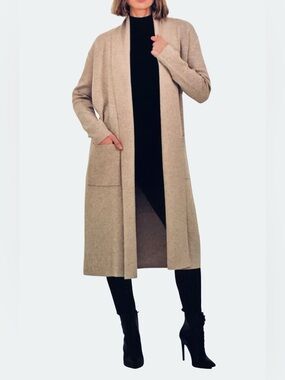 Maxsport Women’s Long Open-Front Cream Longline Cardigan, Large. NWT